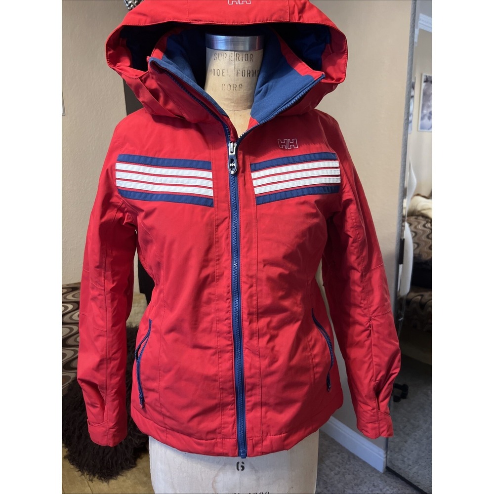 Helly Hansen Jacket Unisex Sz XS Hooded Parka Helly Tech Red‎ Insulated Recco